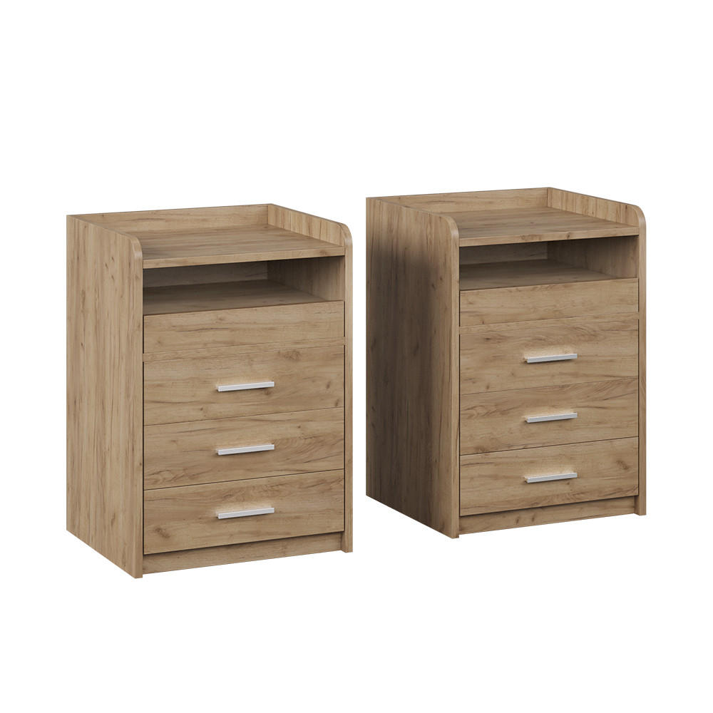 NACHTTISCH Edis Goldkraft Eiche 2er Set - Honigeiche, Holzwerkstoff (45/64/40cm) - Vicco