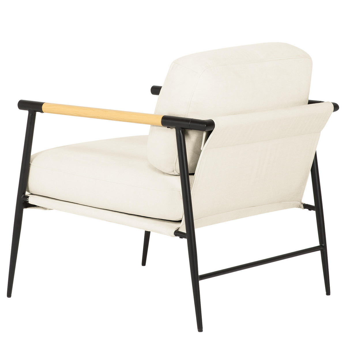 LOUNGESESSEL - Creme / Schwarz - Webstoff / Eisen - Creme/Schwarz, Textil/Metall (70/81/73cm) - home24