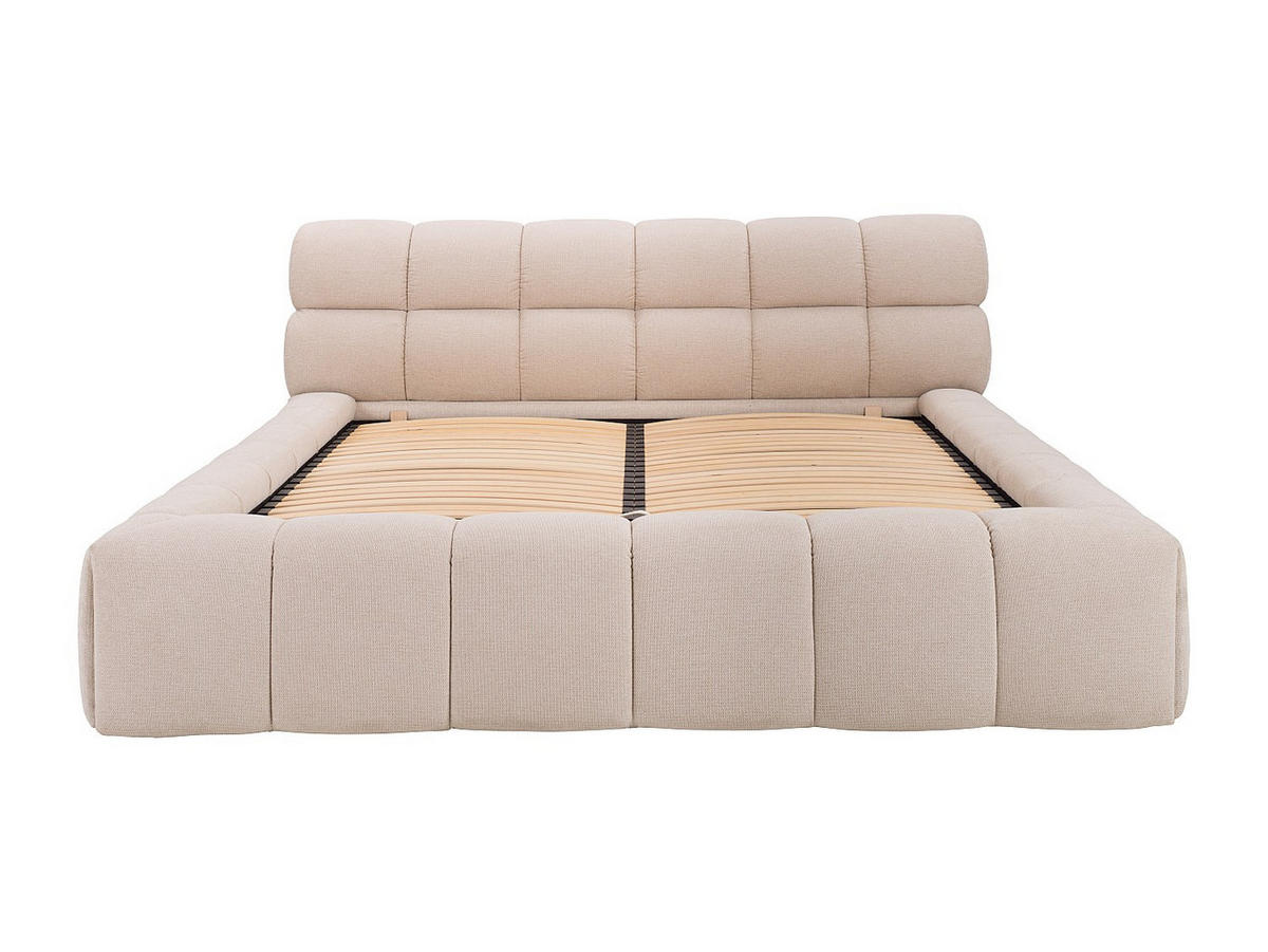 BETT mit Bettkasten - 2 Personen - Stoff - Beige - - Beige, Textil (200/200cm) - Vente-Unique