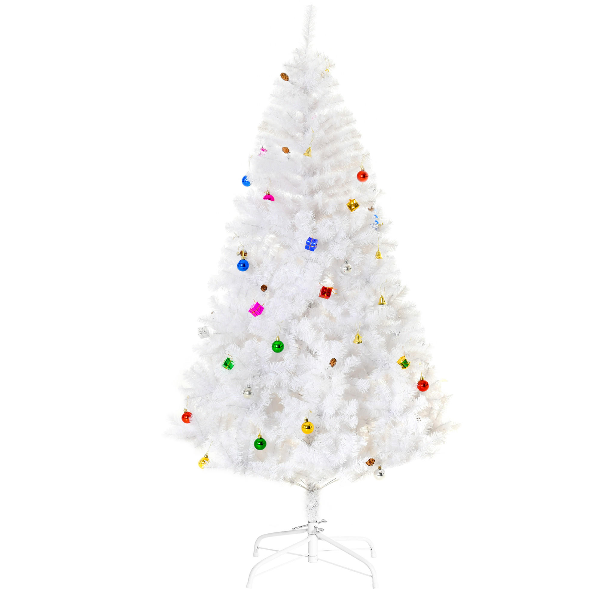 WEIHNACHTSBAUM Christbaum Tannenbaum 150/180cm PVC 680 Spitze inkl. Deko Weiß - Weiß, Metall (180cm) - HOMCOM