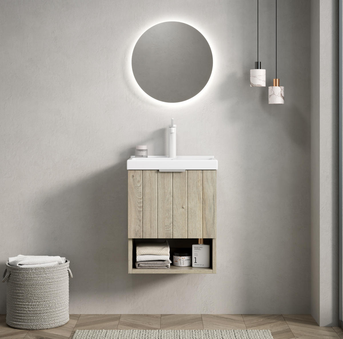 WANDWASCHTISCH 42 cm Weiß Keramik - Weiß, Holz (32/53/42cm) - Beauniv