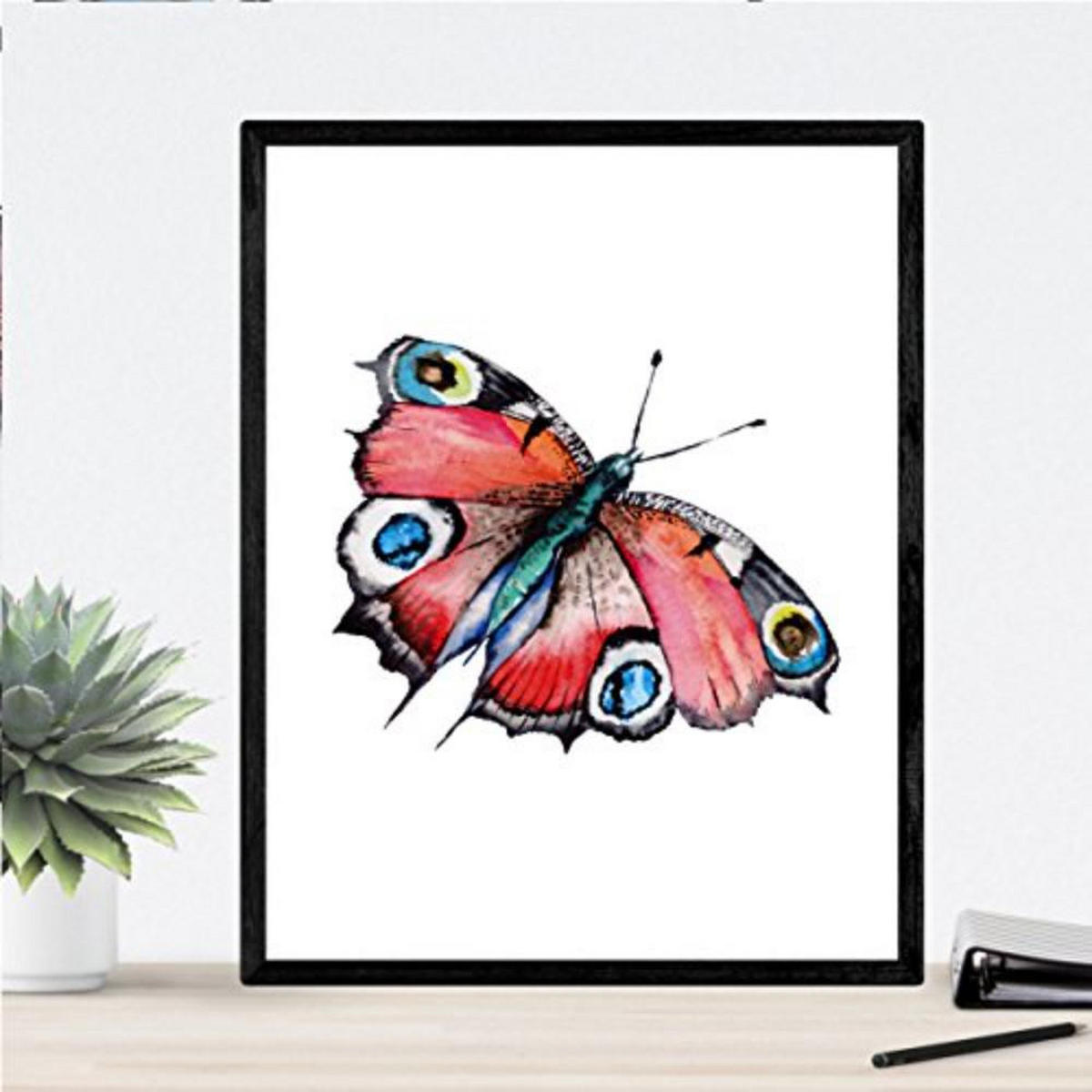 POSTER Set mit 4 Schmetterlinge A4 Rahmenlos - Klar, Papier (29.7/3cm) - Nacnic