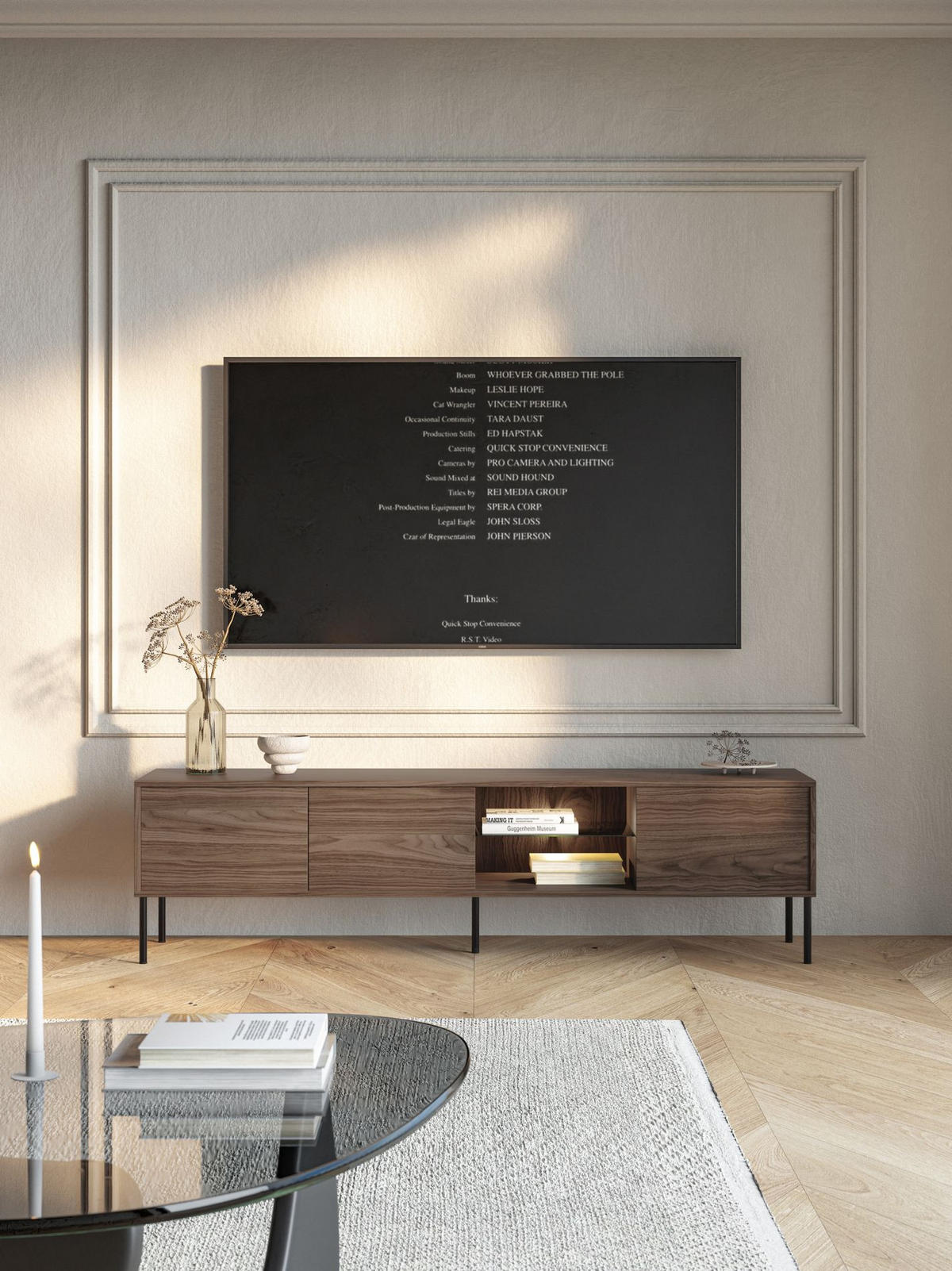 TV-SCHRANK Modivi Holzoptik Nussbaum 175 cm - Dunkelbraun/Schwarz, Holzwerkstoff/Metall (175/47.5/31.2cm) - Selsey