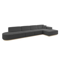 ECKSOFA Ottomane Rechts IREA-L3 - 412x165x80 cm Grau - Olivgrün, Holzwerkstoff/Textil (412/165cm) - ALTDECOR