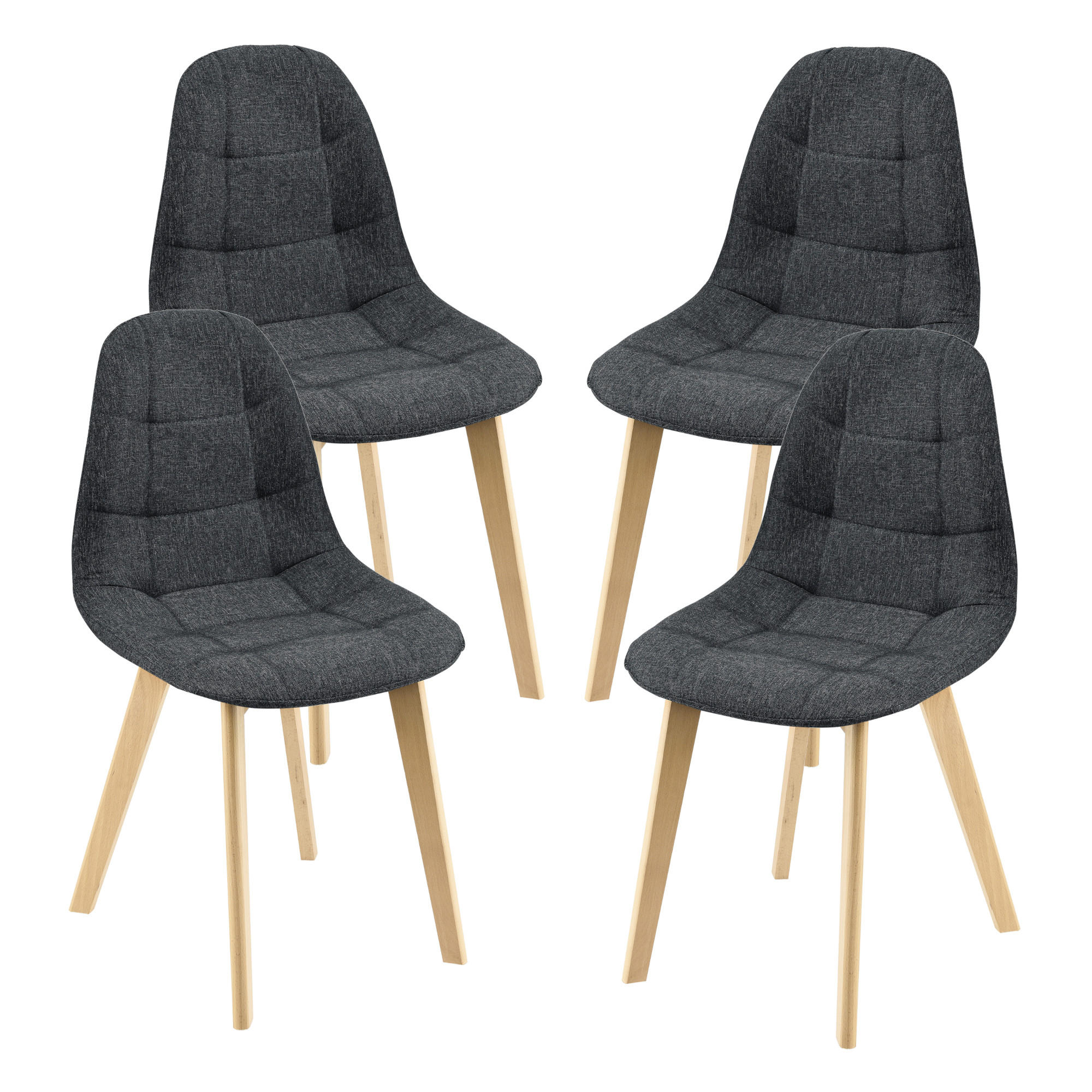 ESSZIMMERSTUHL Kopparberg 4er-Set - Schwarz, Textil (53/86/47cm) - [en.casa]