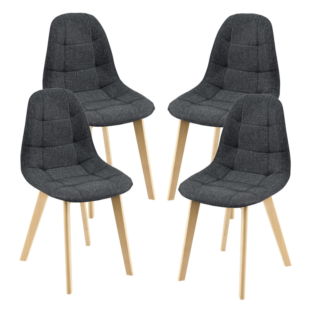 ESSZIMMERSTUHL Kopparberg 4er-Set - Schwarz, Textil (53/86/47cm) - [en.casa]