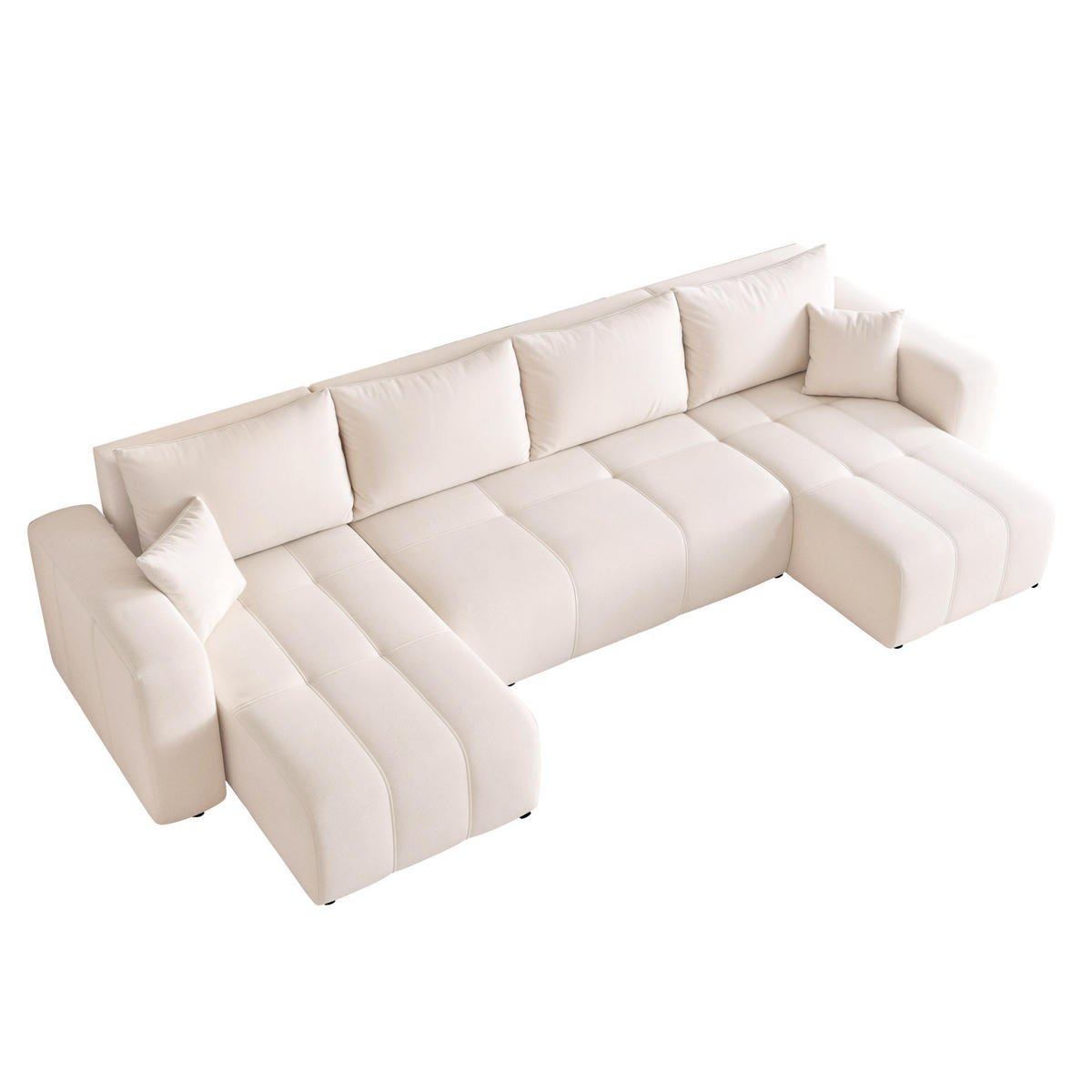 WOHNLANDSCHAFT PEDRO mit Schlaffunktion und Bettkasten Creme - Creme, Holzwerkstoff/Kunststoff (318/79/145cm) - Idohome