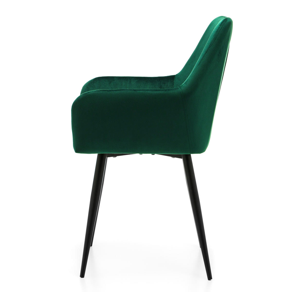 STUHL IVO gepolstert - grün - Samt Velours - Schwarz/Grün, Textil/Metall (55/88/54cm) - NEW HOME