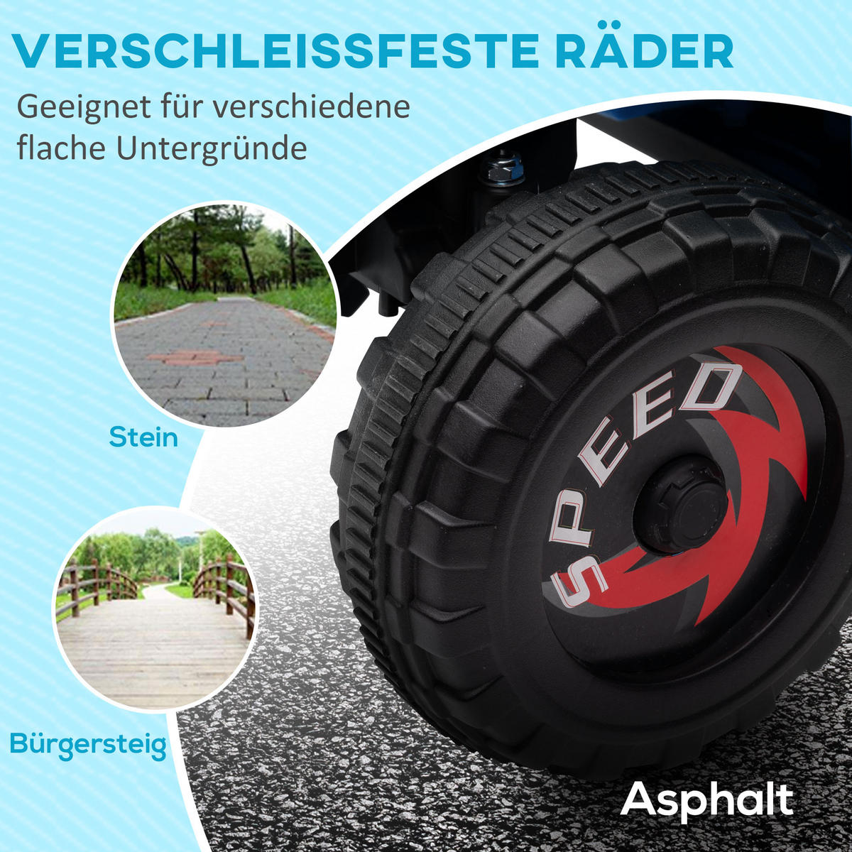 KINDERQUAD Kinder Elektro-Quad 6V Elektroauto mit Anhänger, 2,5 km/h Metall Blau - Blau, Metall (106/41.5/48.5cm) - HOMCOM