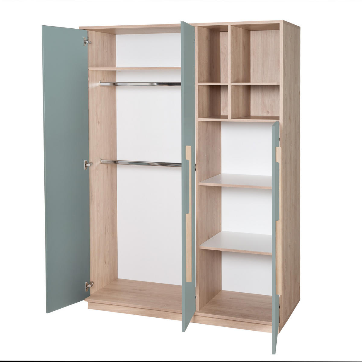 KINDERKLEIDERSCHRANK Selva - Grün, Holz (131.5/190/53cm) - Roba