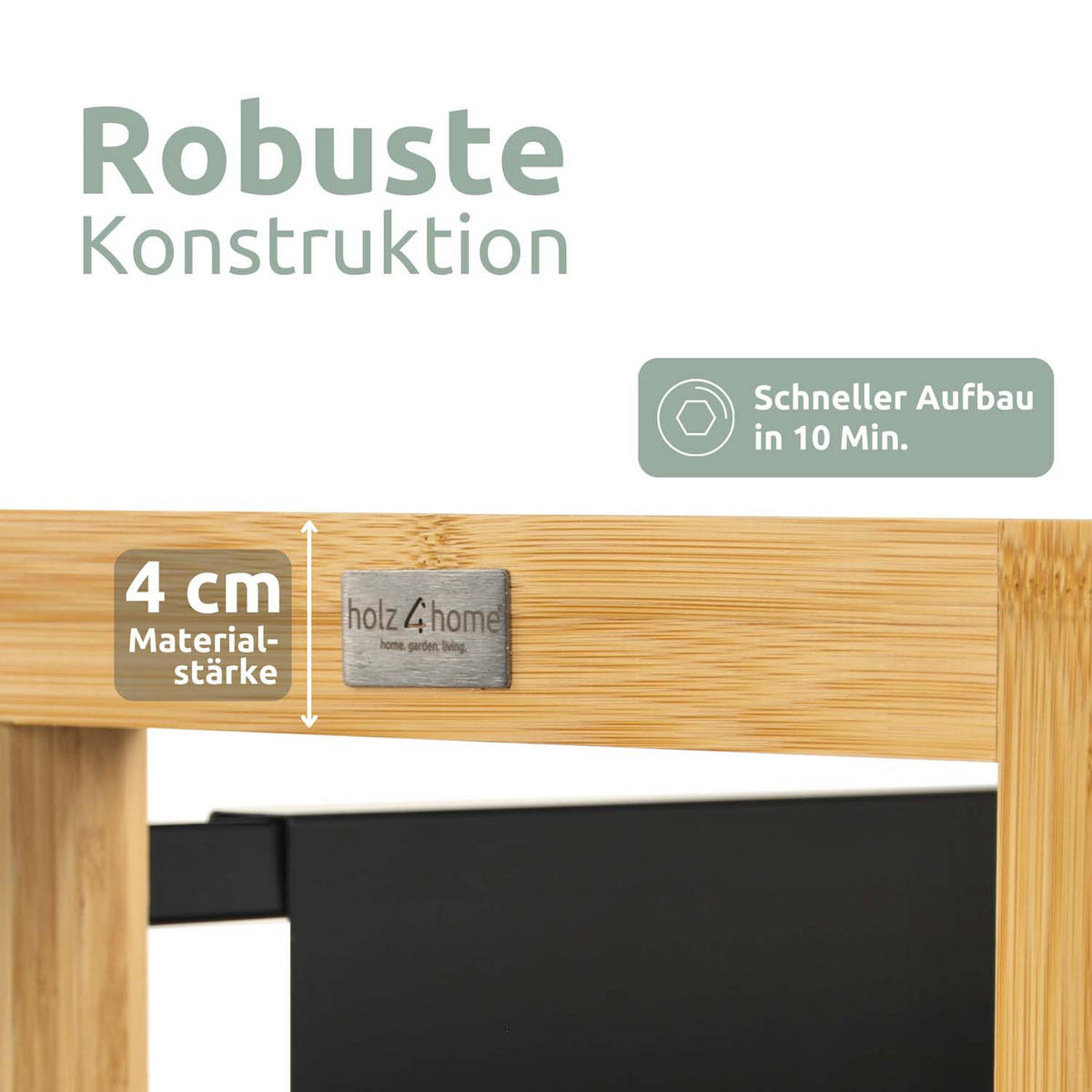 GETRÄNKEKISTENREGAL inkl. Ablage - Bambus / Schwarz - 8 Kisten - Naturfarben, Holz (112/153/32cm) - holz4home
