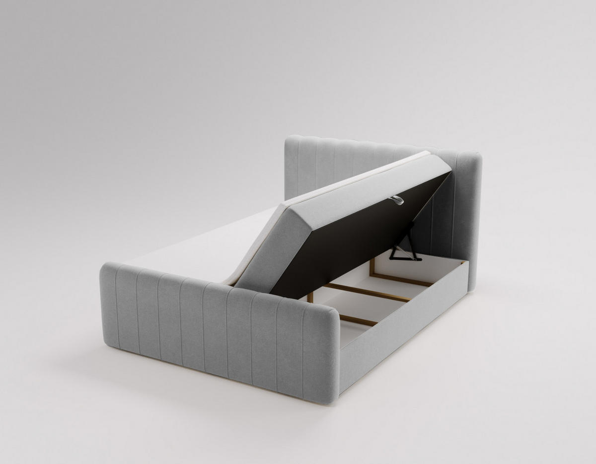 BOXBETT OSLO mit Bettkasten Stoff Komodo Hellgrau 120x200 cm - Hellgrau, Holz (120/200cm) - Kaiser Möbel