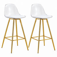 BARHOCKER 2er-Set mit Rückenlehne Metall/Kunststoff Gold Transparent - Goldfarben, Metall (33/96.5/38cm) - Meubliv