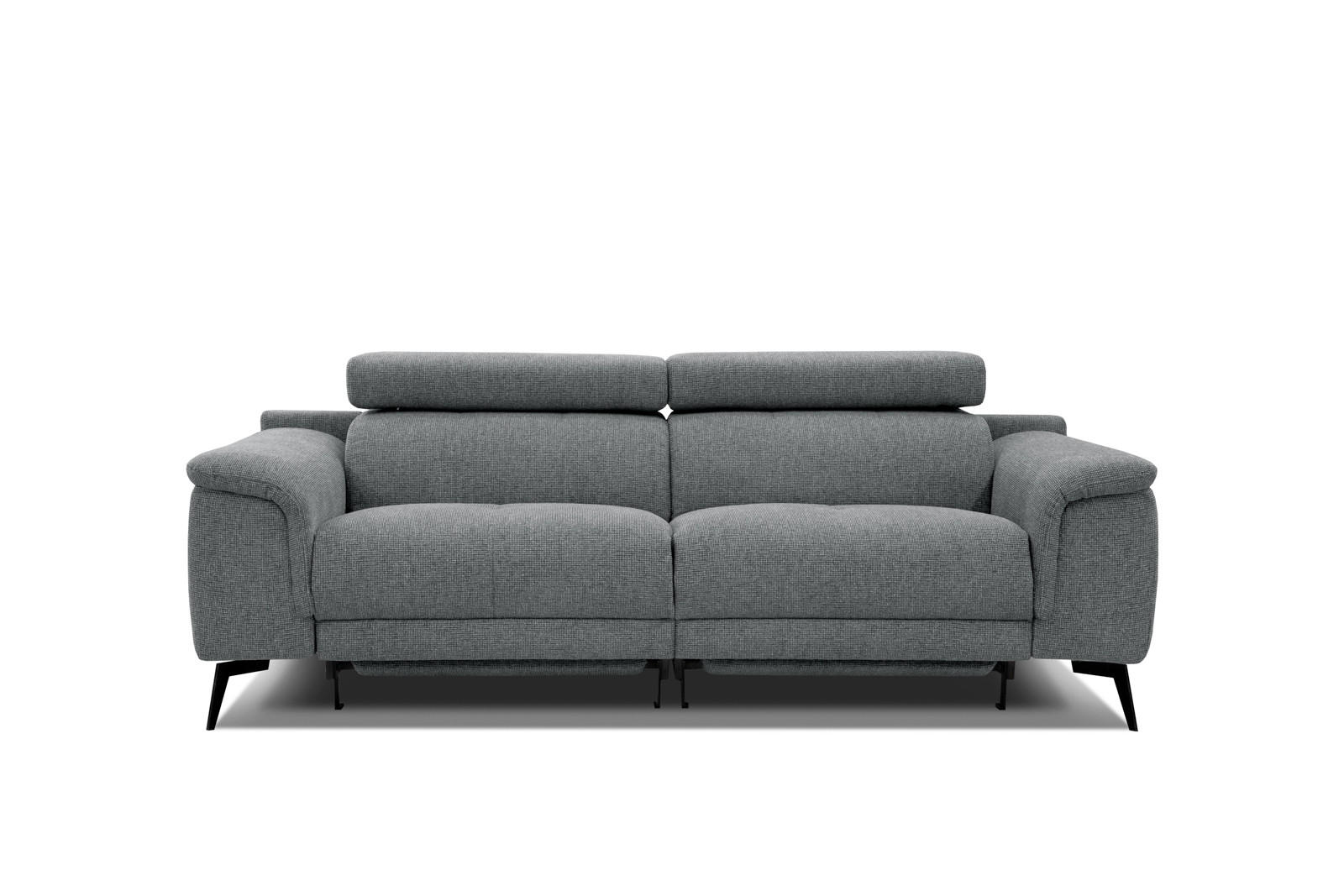 RELAXSOFA FIERO 3-Sitzer mit 2 Relaxfunktionen, grau - Schwarz/Grau, Holzwerkstoff/Textil (212/82/103cm) - Courtois Laville