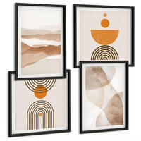 BILDER SET 4er Set - 50x50 cm & 40x60 cm Schwarzer Rahmen - Strukturen schattieren Minimalismus - Schwarz, Kunststoff (50/50cm) - TULUP