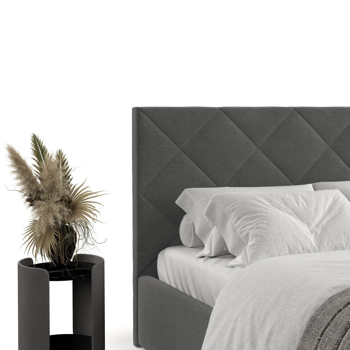 POLSTERBETT Torno 160/200 cm Anthrazit im Asti Stoff - Anthrazit/Schwarz, Holz/Holzwerkstoff (160/200cm) - AltaBeds