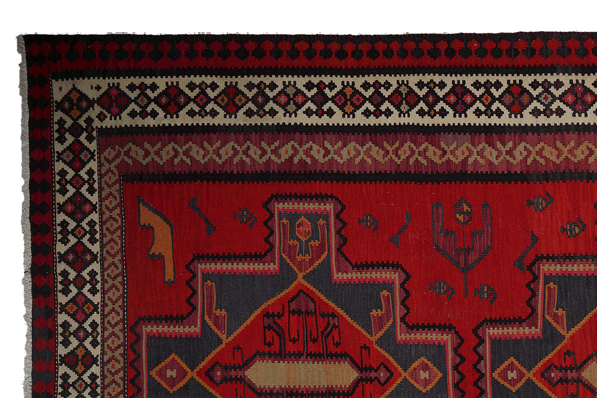 KELIM-TEPPICH handgewebt Ardebil Rot 309/177 cm Schurwolle - Rot, Textil (177/309cm) - Looma