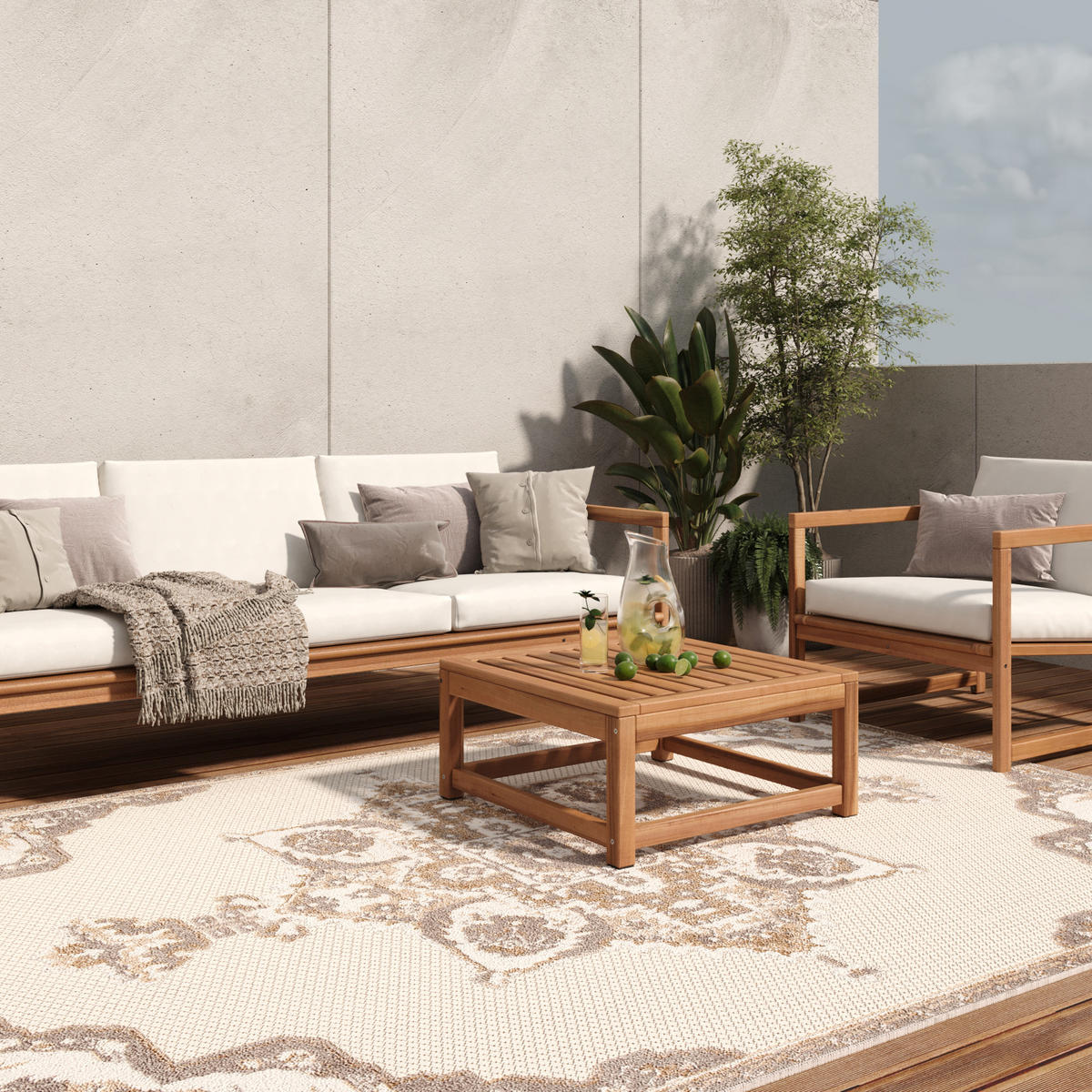 TEPPICH PATIO Creme 160/220 cm - Creme, Kunststoff (160/220cm) - Tapiso