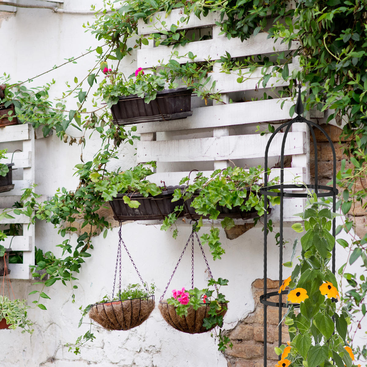 2XRANKHILFE - Schwarz, Kunststoff/Metall (25/130/25cm) - Relaxdays