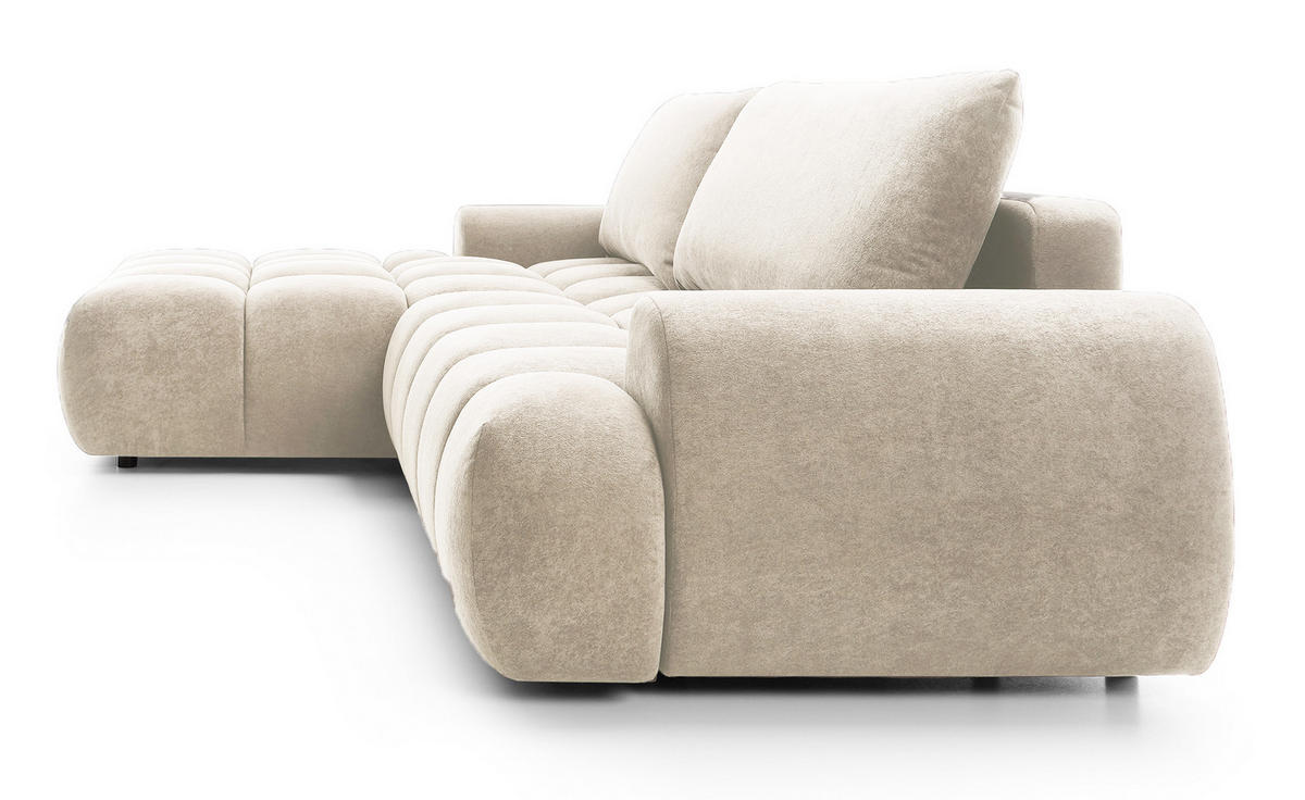 ECKSOFA 280 cm Valerio mit Bettkasten, 280 cm, Links, Schlaffunktion, Vanille - Ecru, Holz (280/177cm) - Emporius