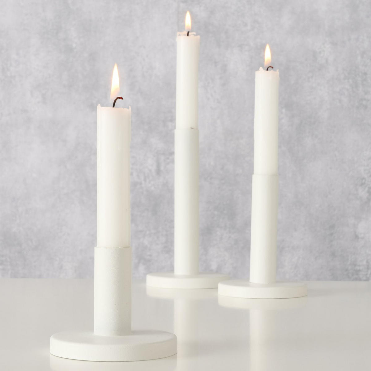 METALLKERZENHALTER 3er Set Malko - Weiß, Metall (9/16/9cm) - Boltze Home