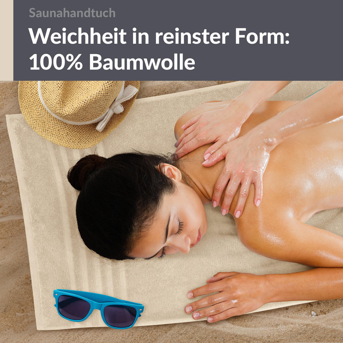 BADETUCH London Natur 100x200 cm - Naturfarben, Textil (100/200cm) - Lashuma