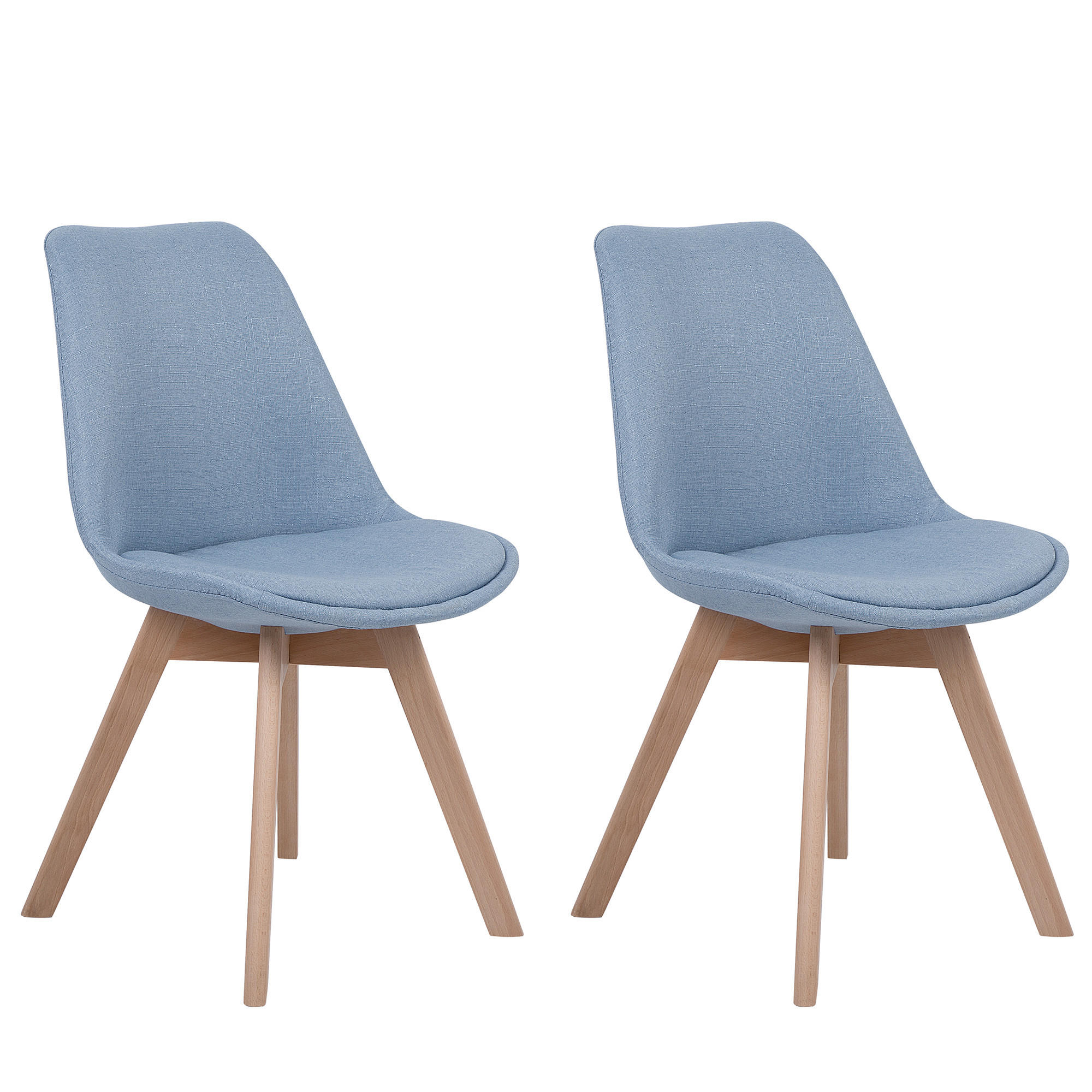 ESSZIMMERSTUHL 2er-Set Polsterbezug Blau Dakota - Blau, Holz/Textil (47/84/43cm) - Beliani