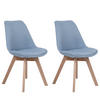 ESSZIMMERSTUHL 2er-Set Polsterbezug Blau Dakota - Hellblau, Holz/Textil (47/84/43cm) - Beliani