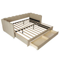 AUSZIEHBETT 90/180/190 cm DE-03060, mit 2 Schubladen, in Beige - Beige, Metall (90/190cm) - ComfortXL