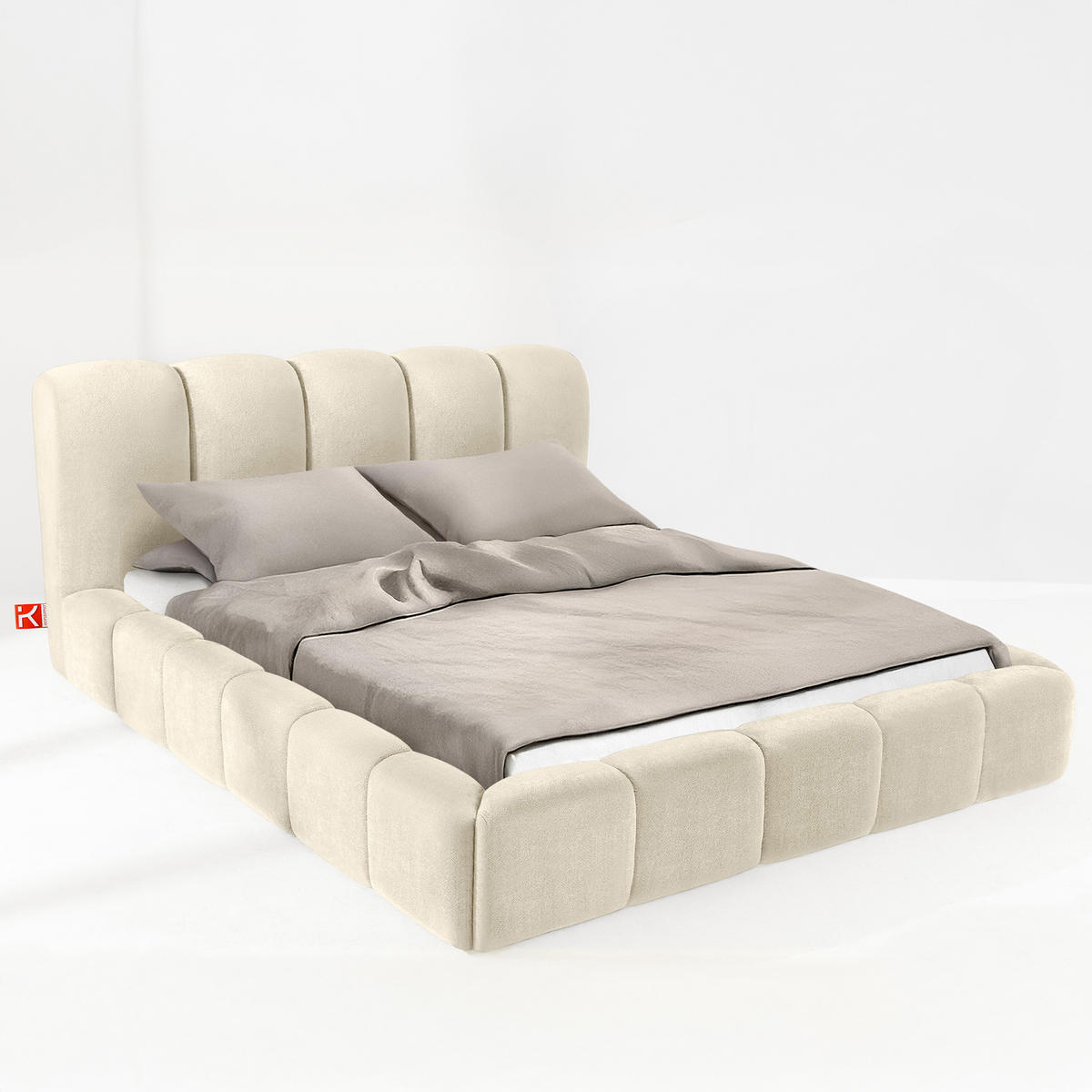 POLSTERBETT MERIDE Chenille, Ecru - Schwarz/Weiß, Holz/Textil (200/200cm) - KONSIMO®