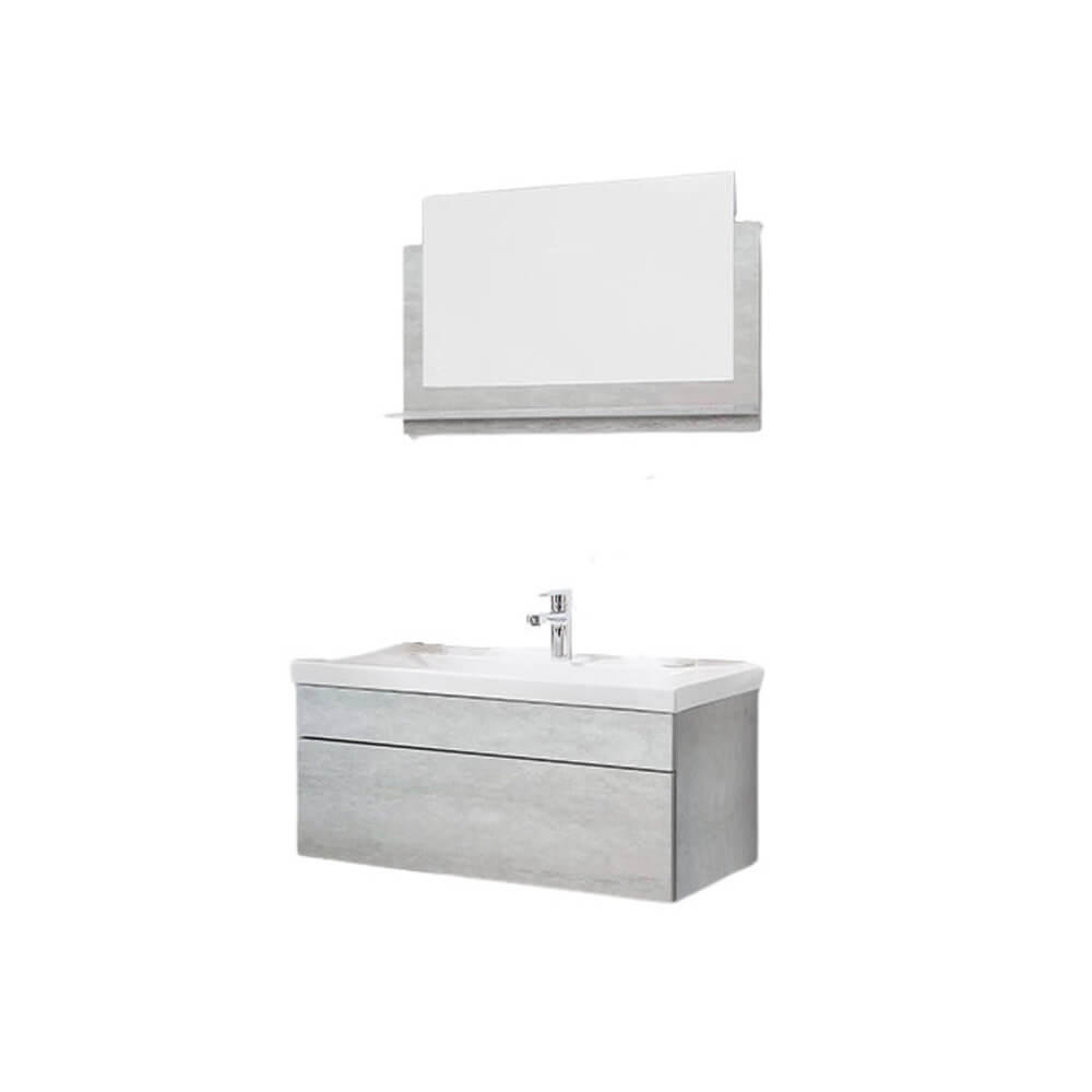 BADMÖBEL Komplettset WANGEROOGE BIG M - Grau - Grau, Holz/Keramik (33/73/80cm) - Home Deluxe