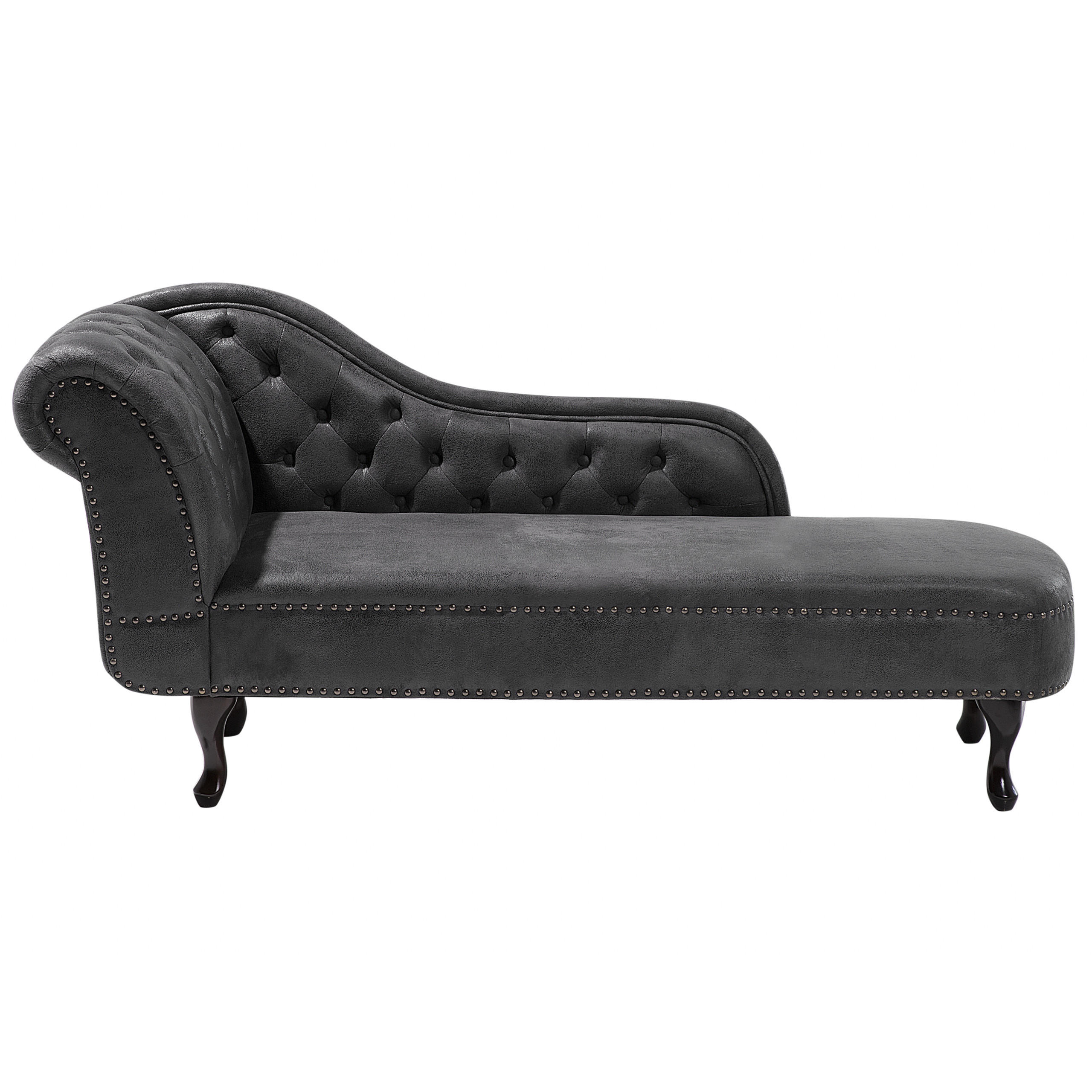 CHAISELONGUE Kunstwildleder dunkelgrau linksseitig Nimes - Schwarz/Grau, Kunststoff (170/79/61cm) - Beliani