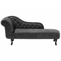 CHAISELONGUE Kunstwildleder dunkelgrau linksseitig Nimes - Schwarz/Grau, Kunststoff (170/79/61cm) - Beliani