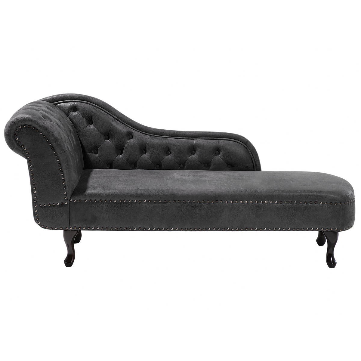 CHAISELONGUE Kunstwildleder dunkelgrau linksseitig Nimes - Schwarz/Grau, Kunststoff (170/79/61cm) - Beliani