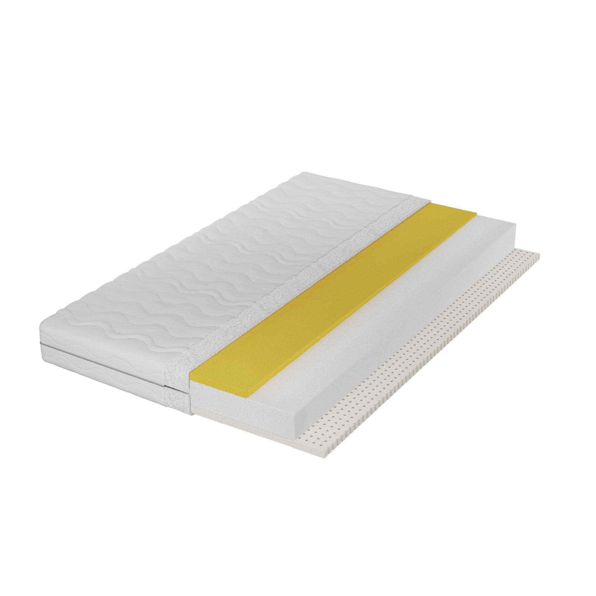 KALTSCHAUMMATRATZE + LATEX + VISCO 90/200/10 cm H2,5 - Weiß, Textil (90/200cm) - Deine Möbel 24