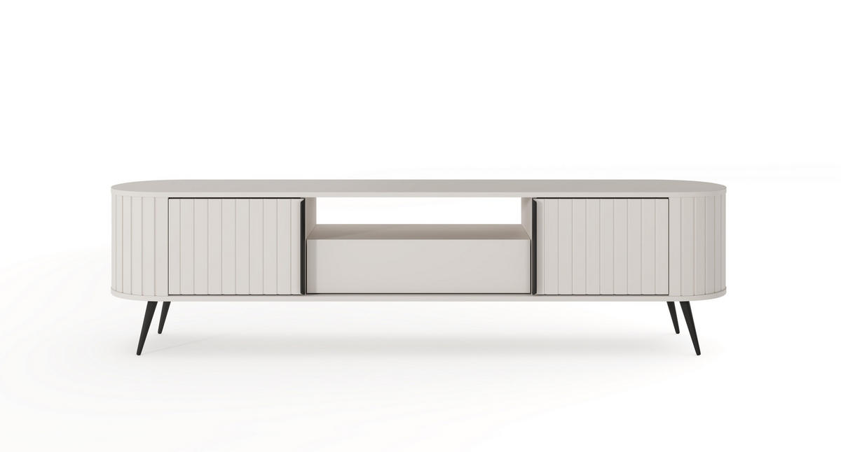 TV-SCHRANK, hellgrau, 196 x 51,2 x 40,2 cm - Schwarz/Grau, Holzwerkstoff/Metall (196/51.2/40.2cm) - 3XE LIVING