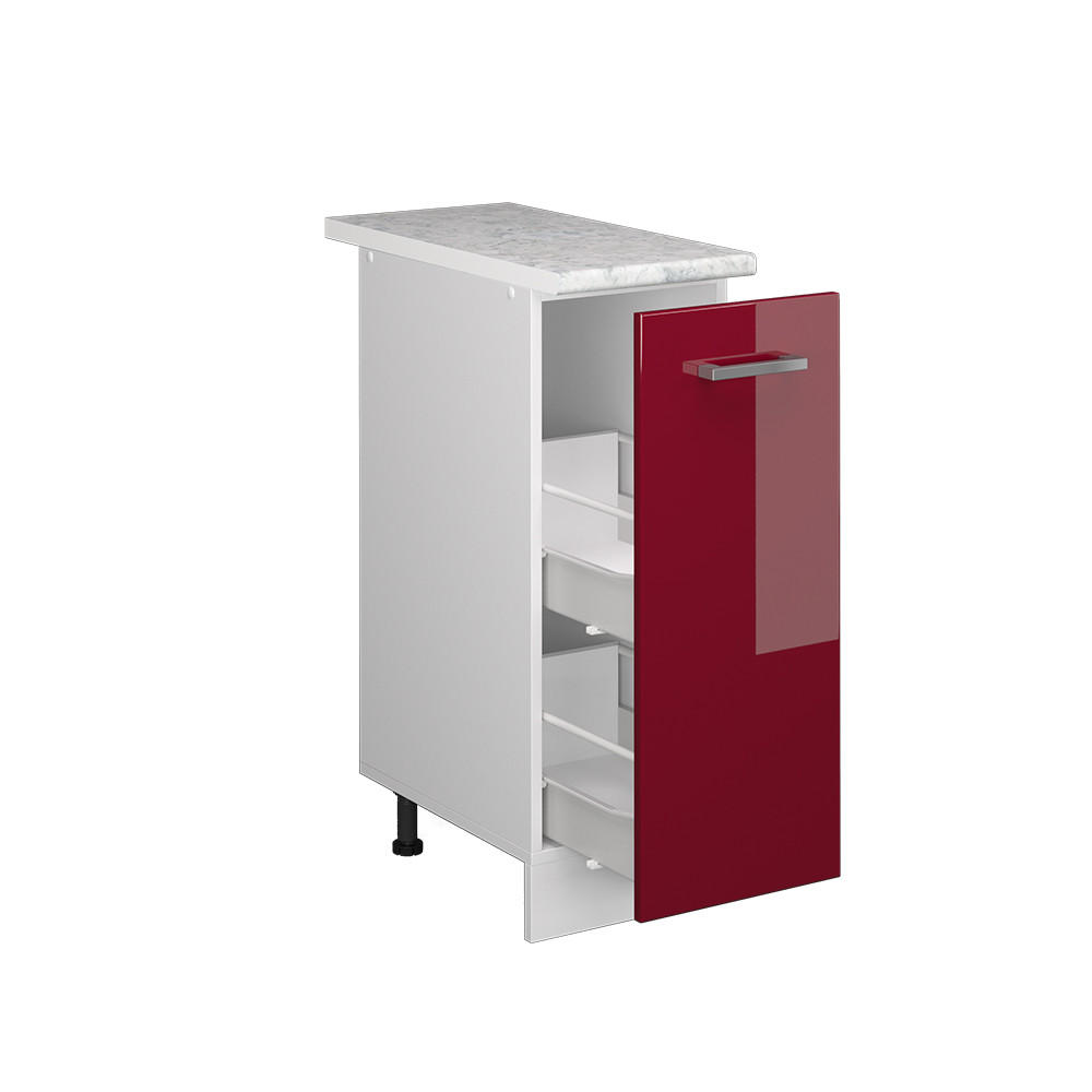 APOTHEKERSCHRANK R-Line Rot Hochglanz 30 cm , AP Marmor - Bordeaux/Rot, Holzwerkstoff (30/81.6/60cm) - Vicco
