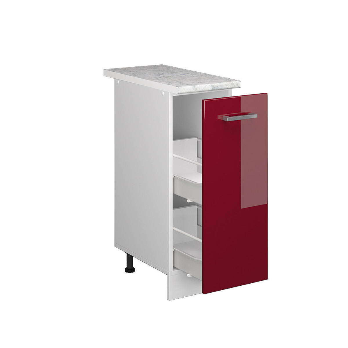 APOTHEKERSCHRANK R-Line Rot Hochglanz 30 cm , AP Marmor - Bordeaux/Rot, Holzwerkstoff (30/81.6/60cm) - Vicco