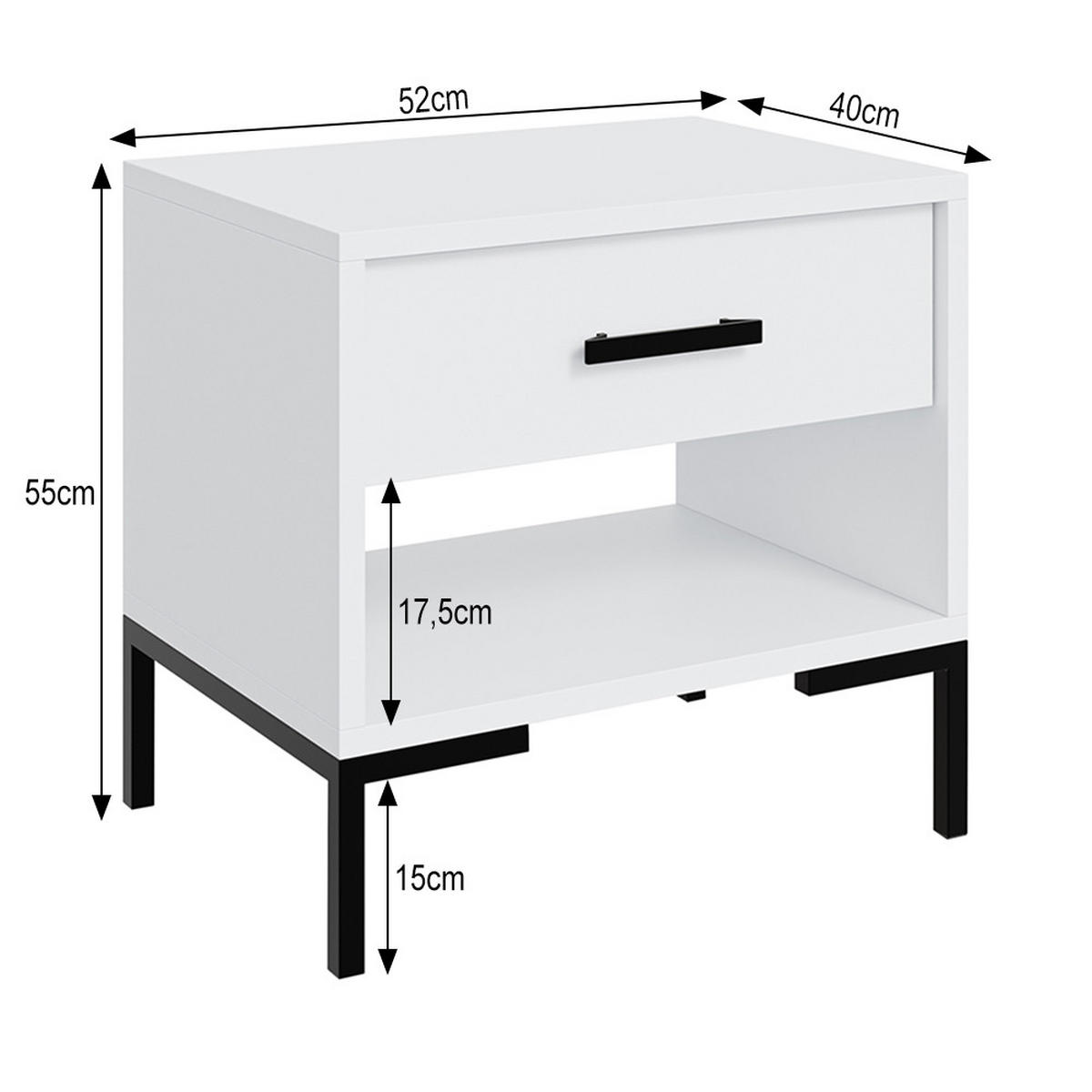 NACHTTISCH Montreal mit Schublade und offenem Fach, dekorative 3D-Fronten, Kaschmir - Kaschmir/Schwarz, Holzwerkstoff/Metall (52/55/40cm) - Beautysofa