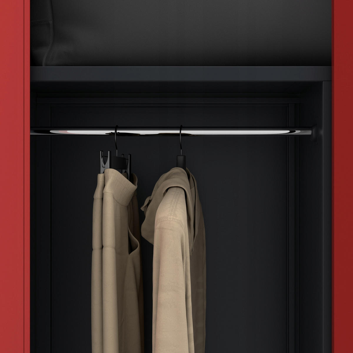 MEHRZWECKSCHRANK DAWID - Anthrazit/Rot, Metall (90/185/45cm) - Jan Nowak