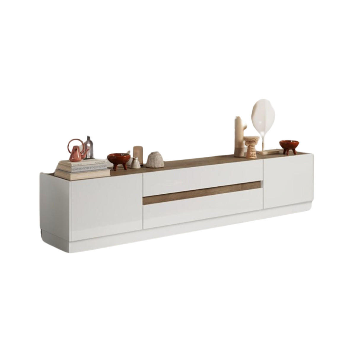 TV-MÖBEL mit 2 Türen und 2 Schubladen Utopia - L205 cm - Nussbaumfarben, Holzwerkstoff (40/44/11cm) - Calicosy