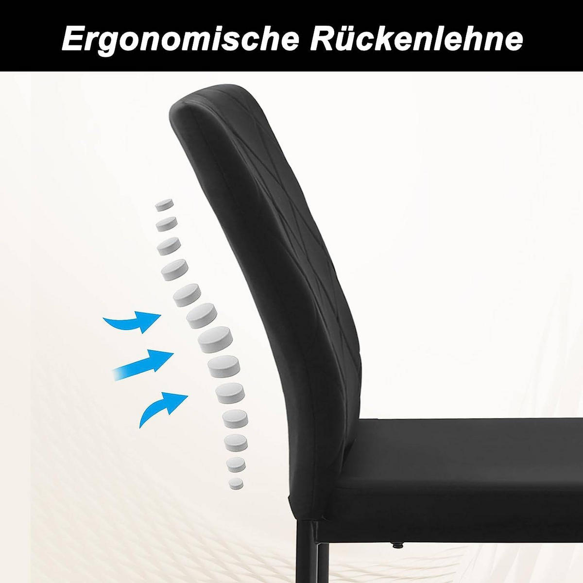 ESSZIMMERSTUHL 4er Set, Samtbezug, Schwarz - Schwarz, Leder/Kunststoff (42/94.5/59cm) - Woltu