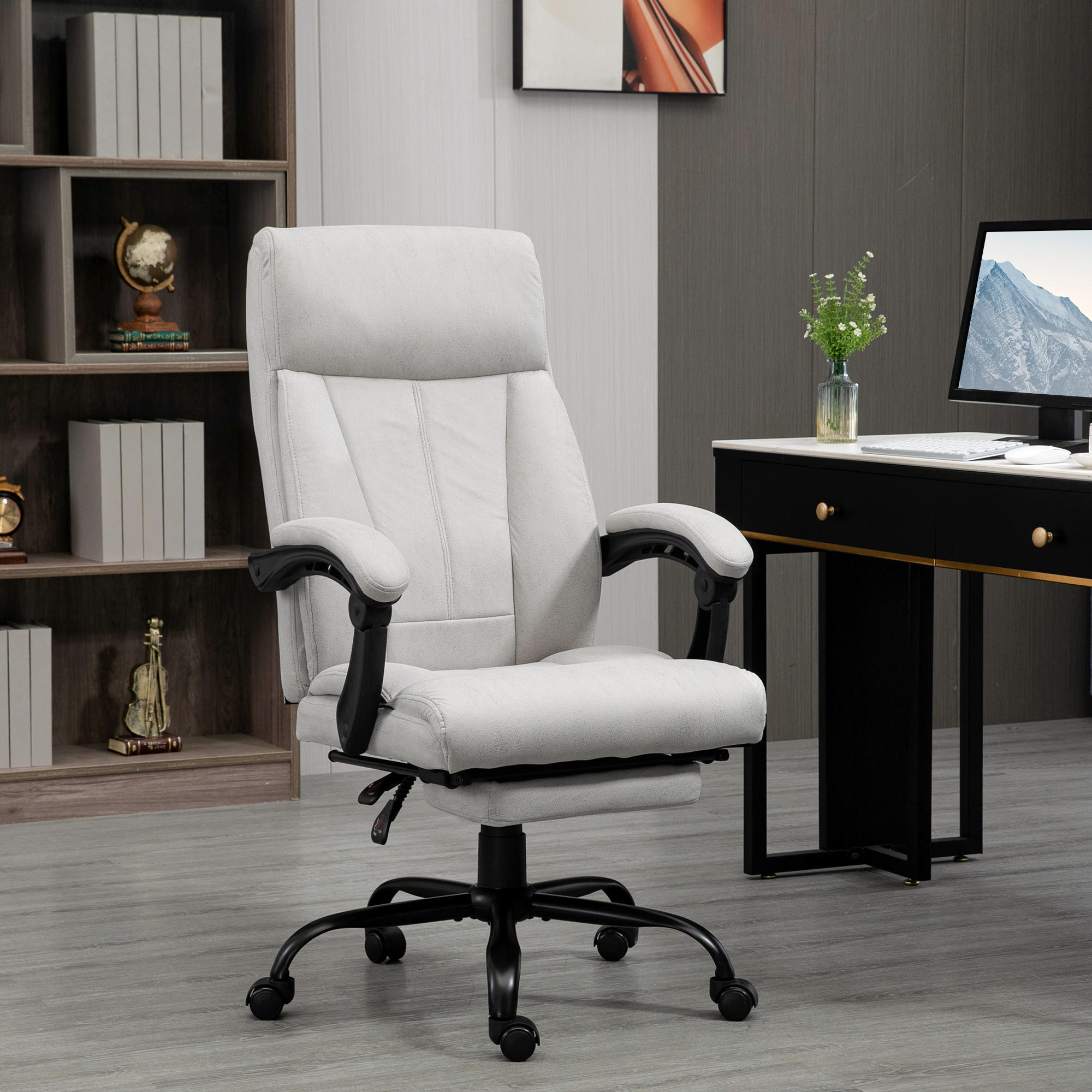MASSAGE-BÜROSTUHL, PC Stuhl, Hellgrau - Hellgrau, Kunststoff (74/119/65cm) - Vinsetto