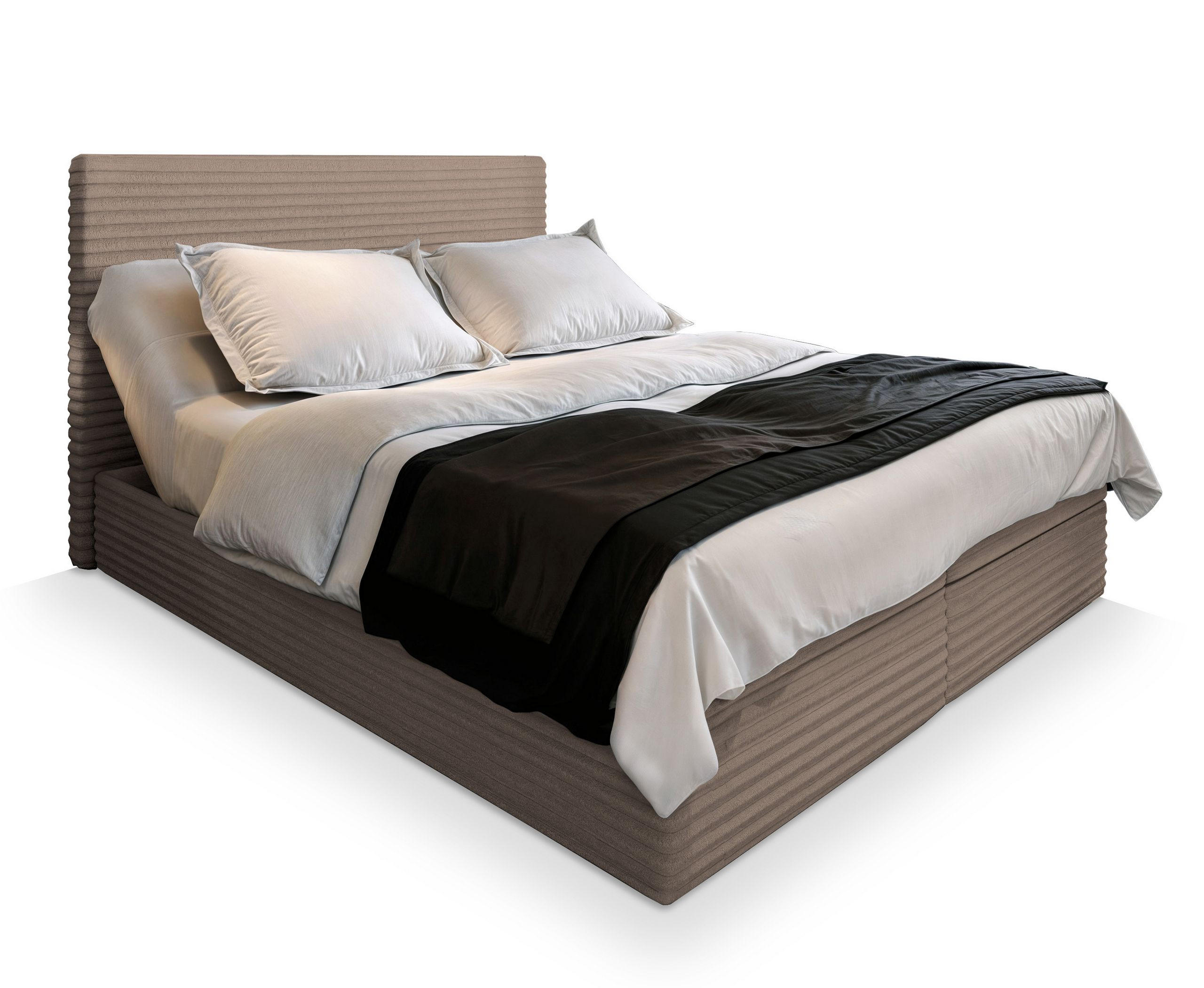 BOXBETT MILARA 180x200 cm mit Matratze und Topper - Beige - Beige, Holz (180/200cm) - MASSENO