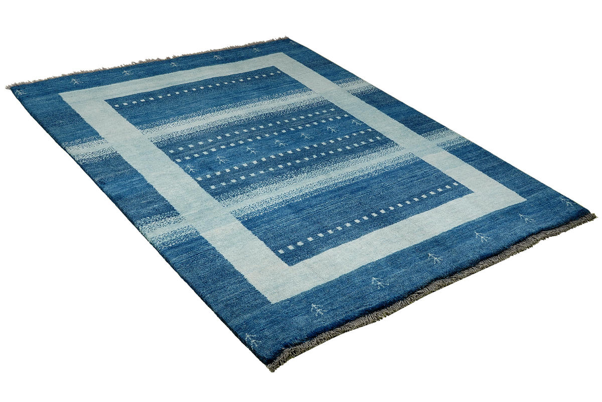 GABBEH-TEPPICH handgeknüpft Sonnat Blau 200/153 cm Schurwolle - Blau, Textil (153/200cm) - Looma