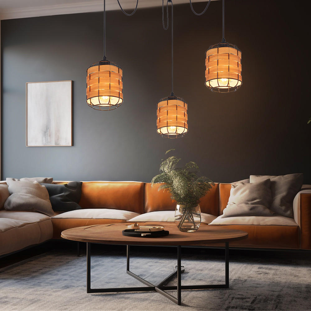 HÄNGELEUCHTE Holzoptik Braun - Braun, Metall (38.5/38.5/200cm) - Globo Lighting