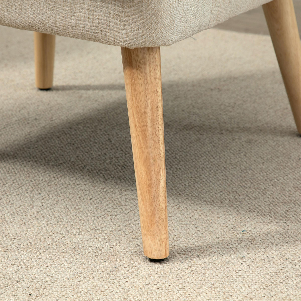 ARMLEHNSTUHL DE-13186 Massivholzfüße & Leinenbezug Beige - Beige, Holz (69/79.5/63cm) - ComfortXL