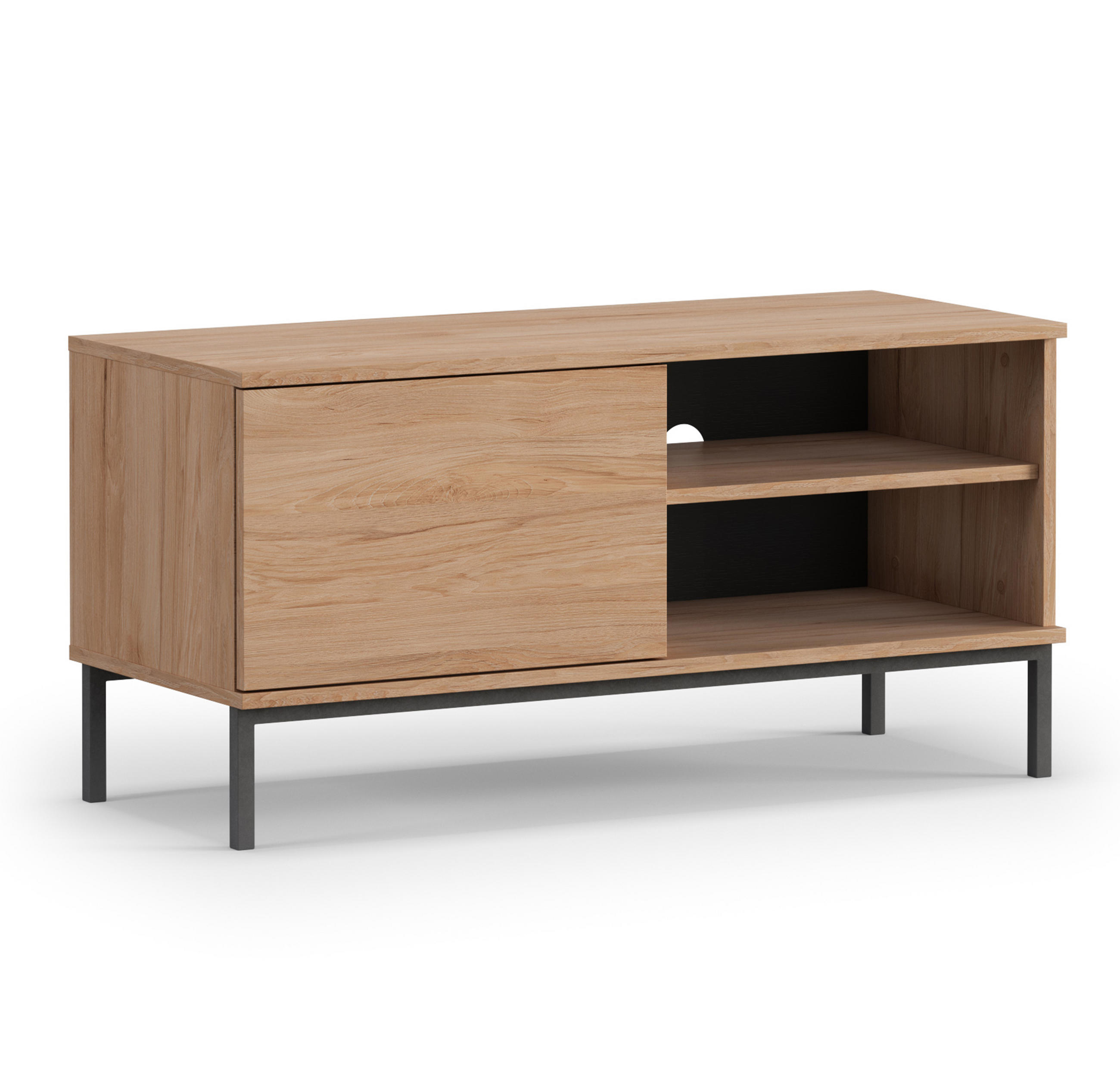 LOWBOARD Queba 1T Hellbraun 100/50/41 cm – TV Möbel Holzoptik klein - Hellbraun/Schwarz, Holzwerkstoff (100/50/41cm) - AX Living