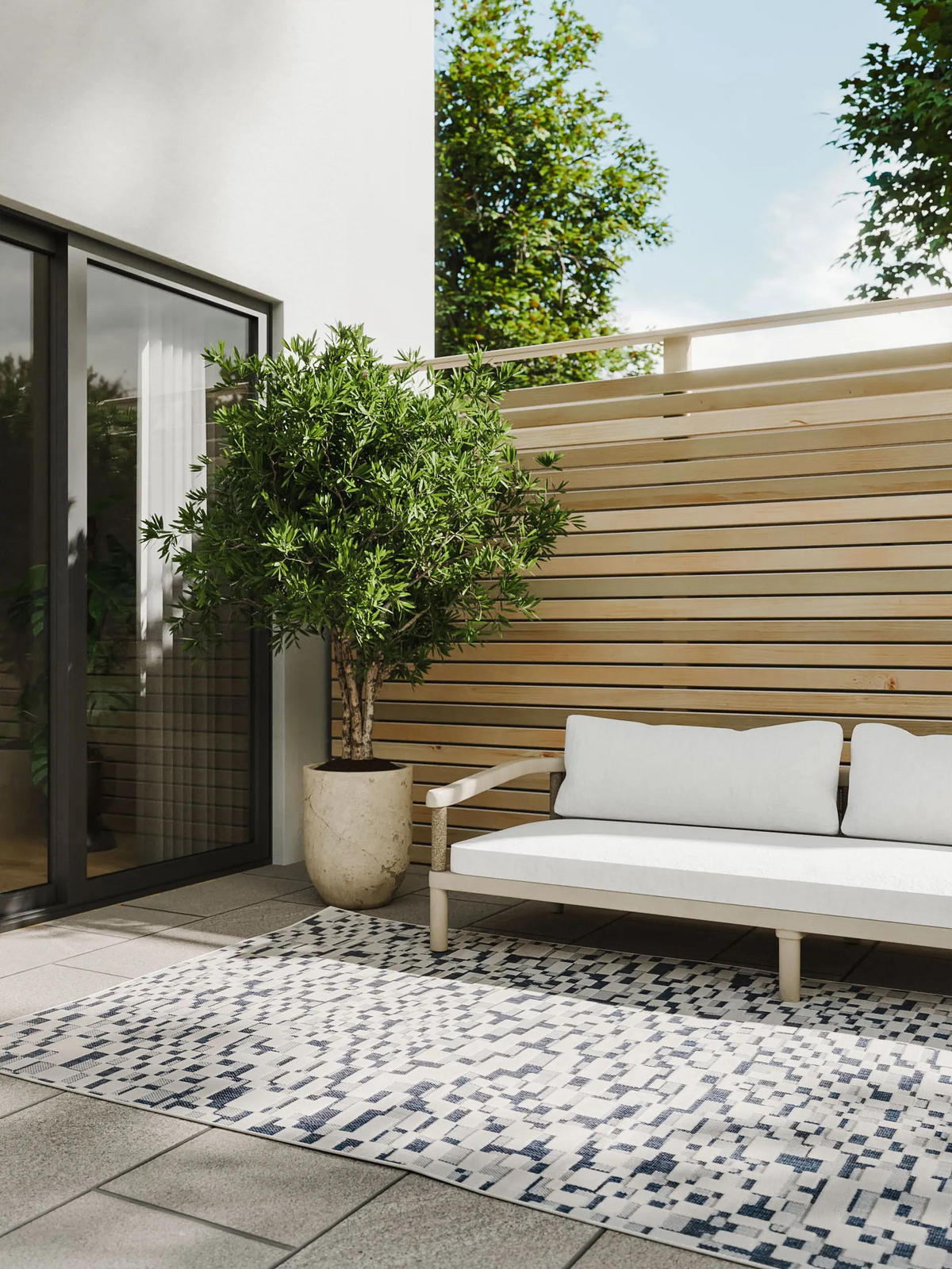 OUTDOORTEPPICH Kaleo Blau/Weiß 160x230 cm - Blau, Kunststoff (160/230cm) - benuta