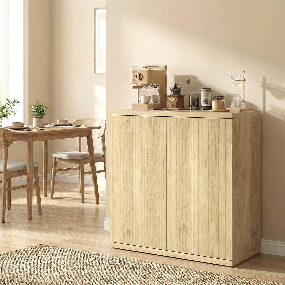 SIDEBOARD Eiche-Nachbildung, 2 Türen, 78/39/79 cm - Eichefarben, Holz (78/79/39cm) - PANGIVO
